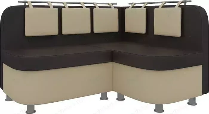 Кухонный уголок Мебелико Уют-2 эко-кожа бежево-коричневый правый