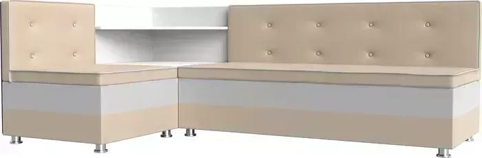 Кухонный диван АртМебель Милан эко-кожа бежевый-белый левый
