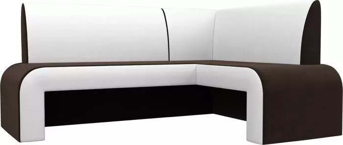 Кухонный диван АртМебель Кармен микровельвет коричневый/белый правый