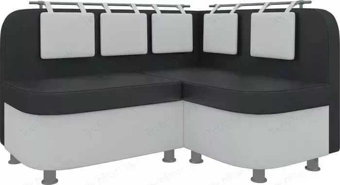 Кухонный уголок Мебелико Уют-2 эко-кожа черно-белый правый