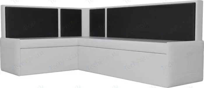 Кухонный угловой диван АртМебель Кристина эко-кожа бело/черный левый