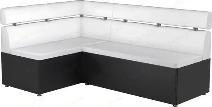 Кухонный угловой диван АртМебель Классик эко-кожа бело/черный левый