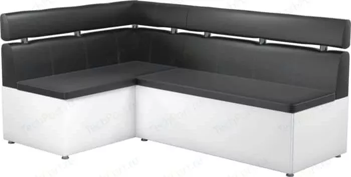 Кухонный угловой диван АртМебель Классик эко-кожа черно/белый левый