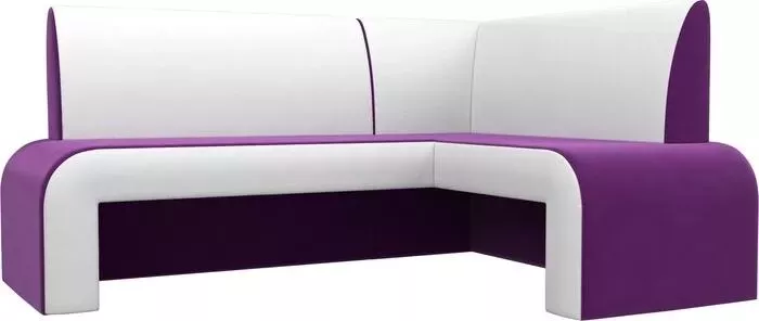 Кухонный диван АртМебель Кармен микровельвет фиолетовый/белый правый