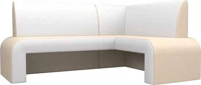 Кухонный диван АртМебель Кармен эко-кожа бежевый/белый правый