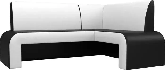 Кухонный диван АртМебель Кармен эко-кожа черный/белый правый