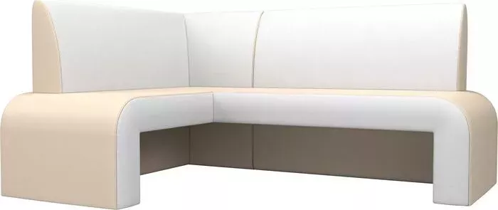 Кухонный диван АртМебель Кармен эко-кожа бежевый/белый левый
