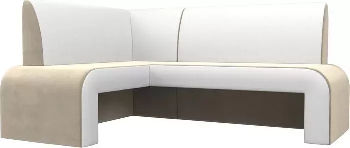 Кухонный диван АртМебель Кармен микровельвет бежевый/белый левый