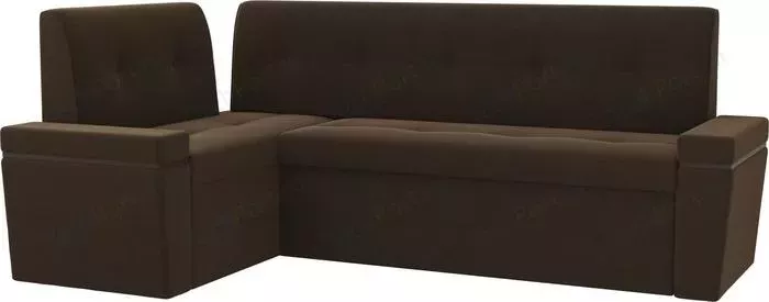 Кухонный угловой диван Мебелико Деметра микровельвет (коричневый) левый угол