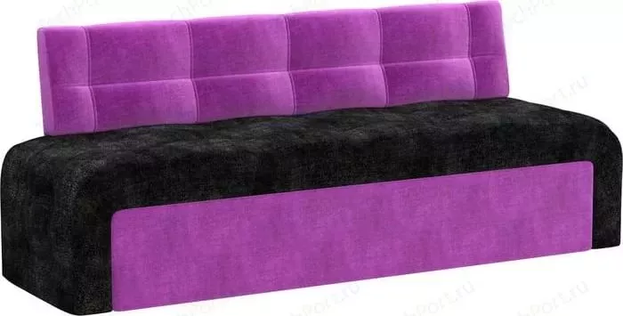 Кухонный диван Мебелико Люксор микровельвет (черно/фиолетовый)