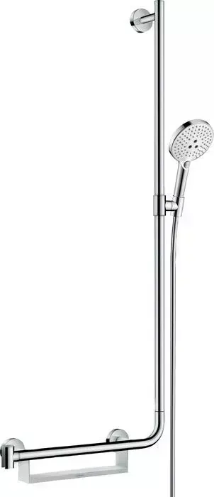 Душевой гарнитур Hansgrohe Raindance Select S 110 см, правый, с полочкой, белый/хром (26326400)