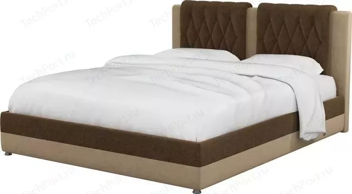 Мебелико Интерьерная кровать Камилла микровельвет коричнево-бежевый