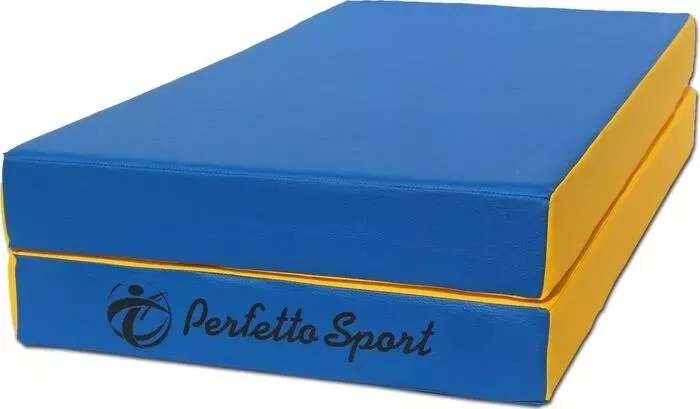 Мат гимнастический PERFETTO SPORT складной № 3 (100х100х10см) сине-жёлтый