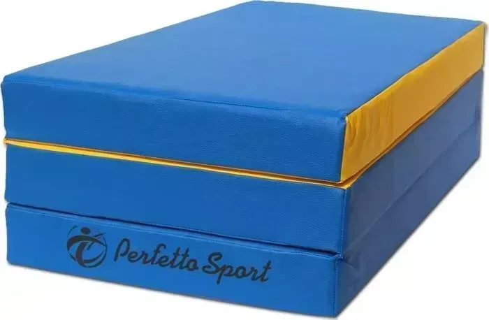 Мат гимнастический PERFETTO SPORT складной № 4 (100х150х10см) синий / желтый