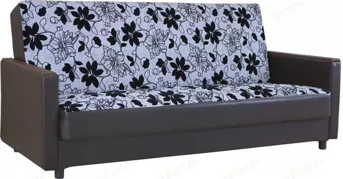 Диван Шарм-Дизайн Классика Д 140 шенилл серый цветы+экокожа коричневый