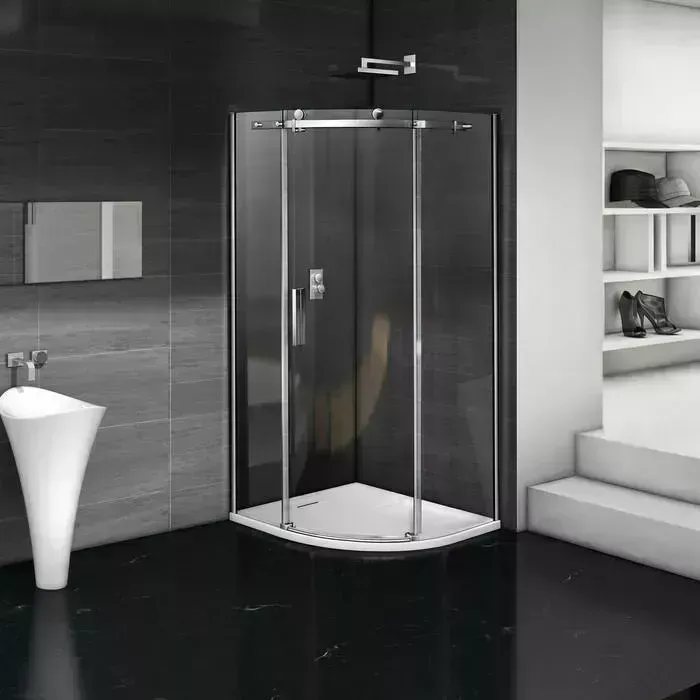 Душевой уголок Good Door Galaxy R-90 с поддоном, профиль хром, стекло прозрачное (ГЛ00006, ЛП00013)