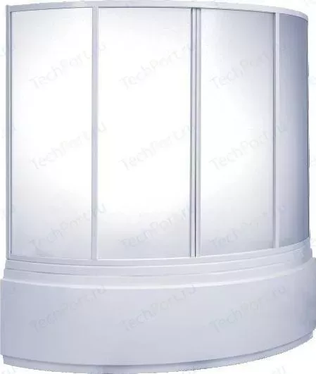 Душевая шторка на ванну BAS Алегра 150х100, 4 створки, стекло Грейп (ШТ00013)