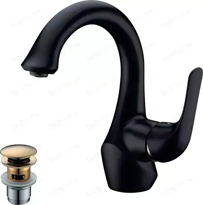 Смеситель для раковины LEMARK Swan чёрный/золото (LM5406BG)