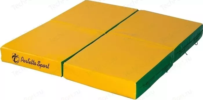 Мат гимнастический PERFETTO SPORT № 11 (100 х 100 х 10) складной (4 сложения) зелёно- жёлтый