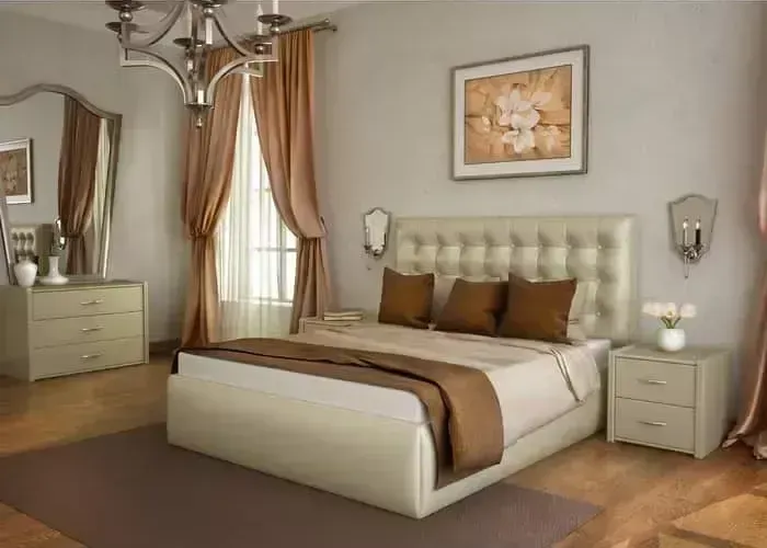 Кровать LONAX Аврора с основанием экокожа albert pearl (180x190 см) с ALBERT PEARL (180X190