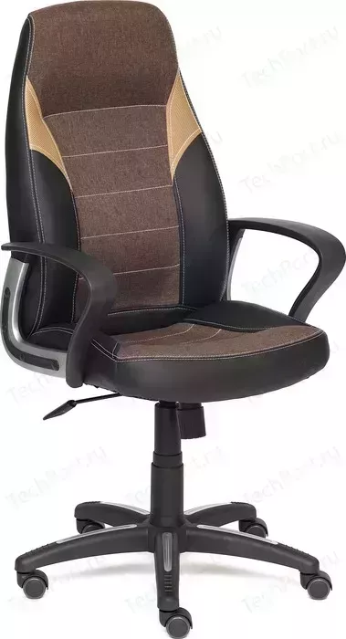 Кресло офисное TetChair INTER кожзам/ткань черный/коричневый/бронзовый 36-6/ЗМ7-147/21