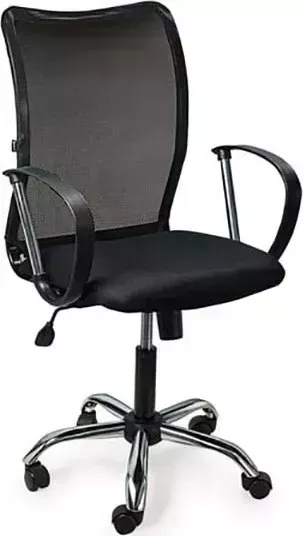 Кресло офисное Brabix Spring MG-308 с подлокотниками хром ткань черная TW 531403