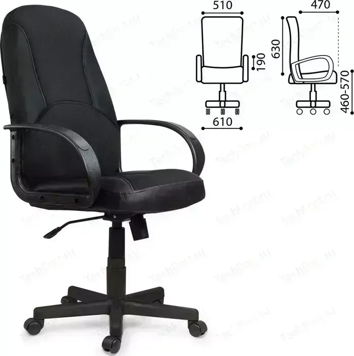 Кресло офисное Brabix City EX-512 кожзам черный ткань черная TW 531407