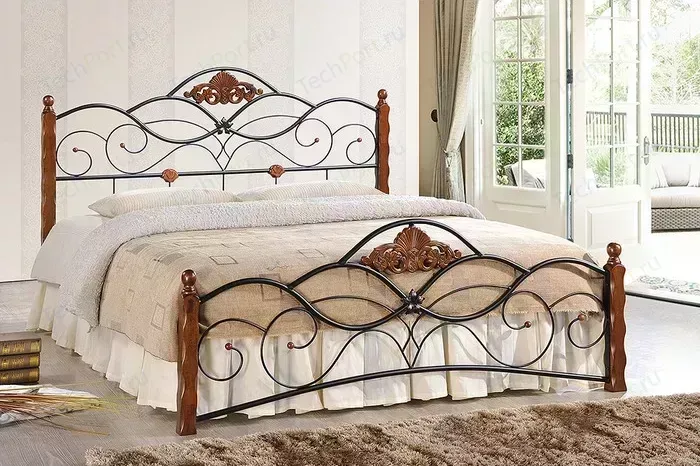 Кровать TetChair CANZONA 140x200 Черный/Красный дуб