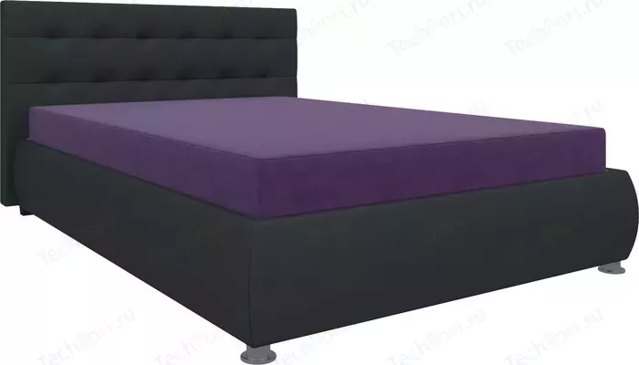 Кровать АртМебель Рио осн. микровельвет фиолетовый, комп.эко-кожа черный