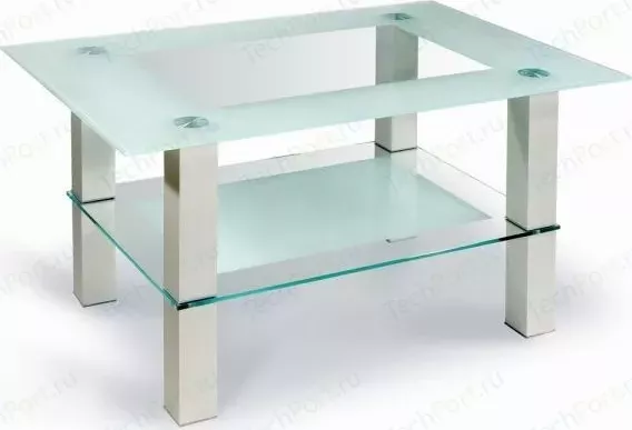 Стол журнальный Мебелик Кристалл 2 алюминий / прозрачное