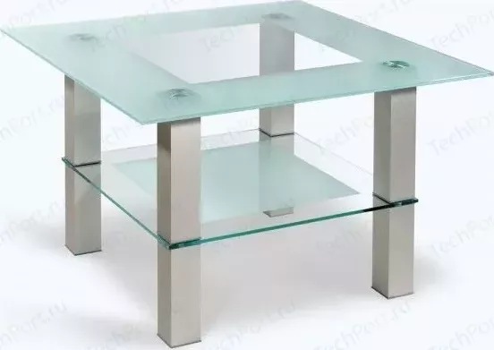 Стол журнальный Мебелик Кристалл 1 алюминий / прозрачное