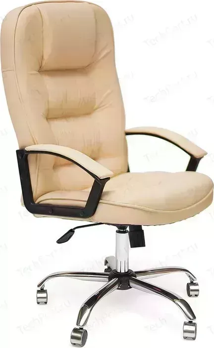 Кресло офисное TetChair СН9944 хром, кож/зам, бежевый, 36-34