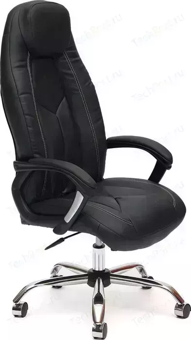 Кресло офисное TetChair BOSS хром кож/зам, черный/черный перфорированный, 36-6/36-6/06
