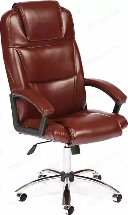 Кресло офисное TetChair BERGAMO (хром) кож/зам коричневый 2 TONE