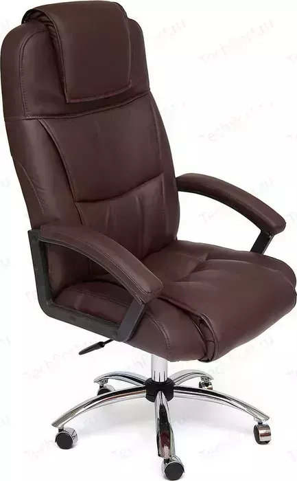 Кресло офисное TetChair BERGAMO (хром) кож/зам коричневый 36-36