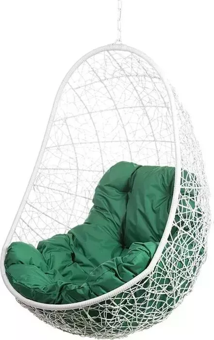 Подвесное кресло BiGarden Easy white BS без стойки зеленая подушка