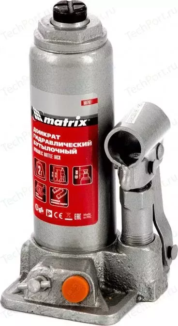 Домкрат MATRIX гидравлический бутылочный 2 т, h подъема 181-345 мм (50761)