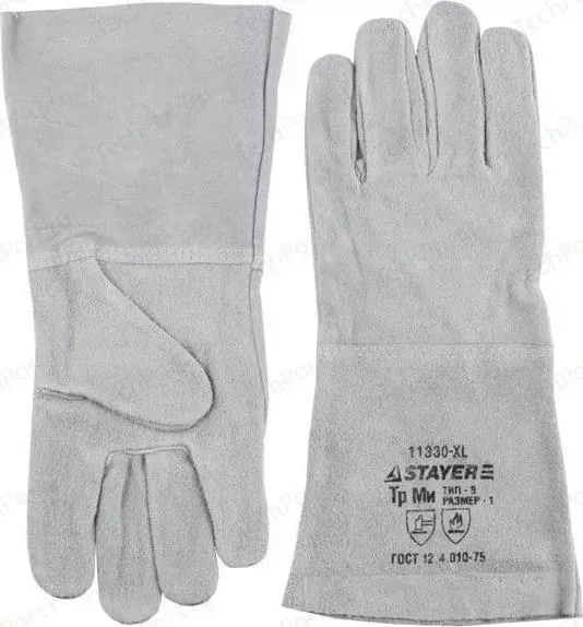 Краги спилковые STAYER пятипалые длина 400мм (11331-XL_z01)