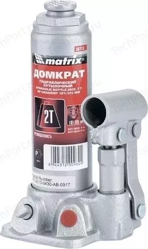 Домкрат MATRIX гидравлический бутылочный 2т 181-345мм Master (50715)