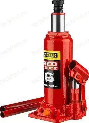 Домкрат STAYER гидравлический бутылочный 6т, в кейсе Red Force (43160-6-K-z01)