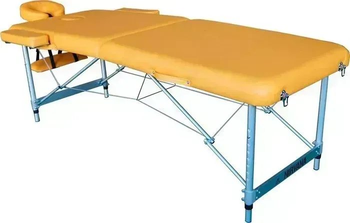 Массажный стол DFC Elegant LUXE, 186x70x4 см, алюм. ножки, цвет горчичный (Mustard) NIRVANA Luxe