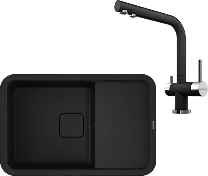 Мойка кухонная и смеситель OMOIKIRI и смеситель Tasogare 78-BL черный (4993750, 4994106)