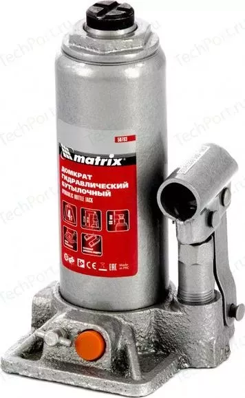 Домкрат MATRIX гидравлический бутылочный 4 т, h подъема 194-372 мм (50763)