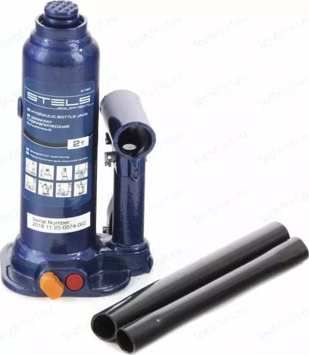 Домкрат STELS гидравлический бутылочный 2 т, h подъема 178-338 мм (51160)