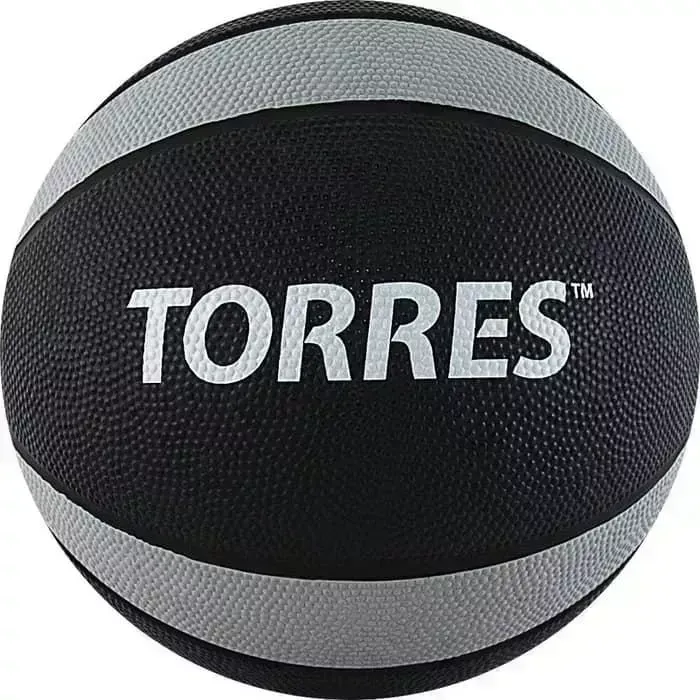 Медбол TORRES 7 кг , арт. AL00227, резина, диаметр 23,8 см, черно-серо-белый