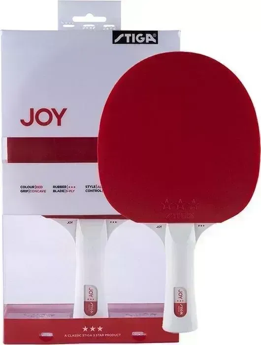 Ракетка для настольного тенниса STIGA JOY***, арт. 189801, тренир., накладка 1,9 мм, ITTF, кон. ручка, красная