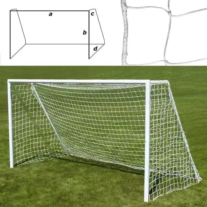 Сетка футбольная  FS-F-№11 (F5.0x2.0), a/5.0 b/2.0 c/0.8 d/1.2 м, нить 3,5 мм ПП, ячейки 10*10см, белая