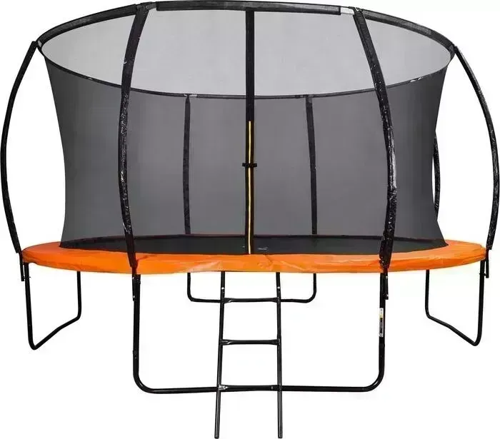 Батут DFC KENGOO II 14ft внутр.сетка, лестница, оранж/черн (427см)(два короба)