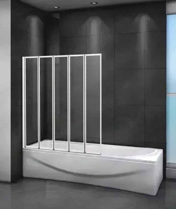 Шторка для ванны CEZARES ванной Relax 120x140 прозрачная, белая (RELAX-V-5-120/140-C-Bi)