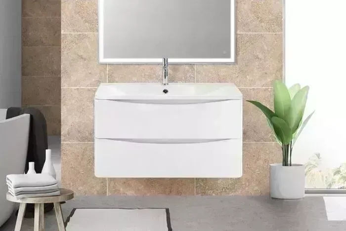Тумба с раковиной BELBANGO с Acqua 90 bianco lucido (ACQUA-900-2C-SO-BL, BB900/455-LV-MR-ALR)